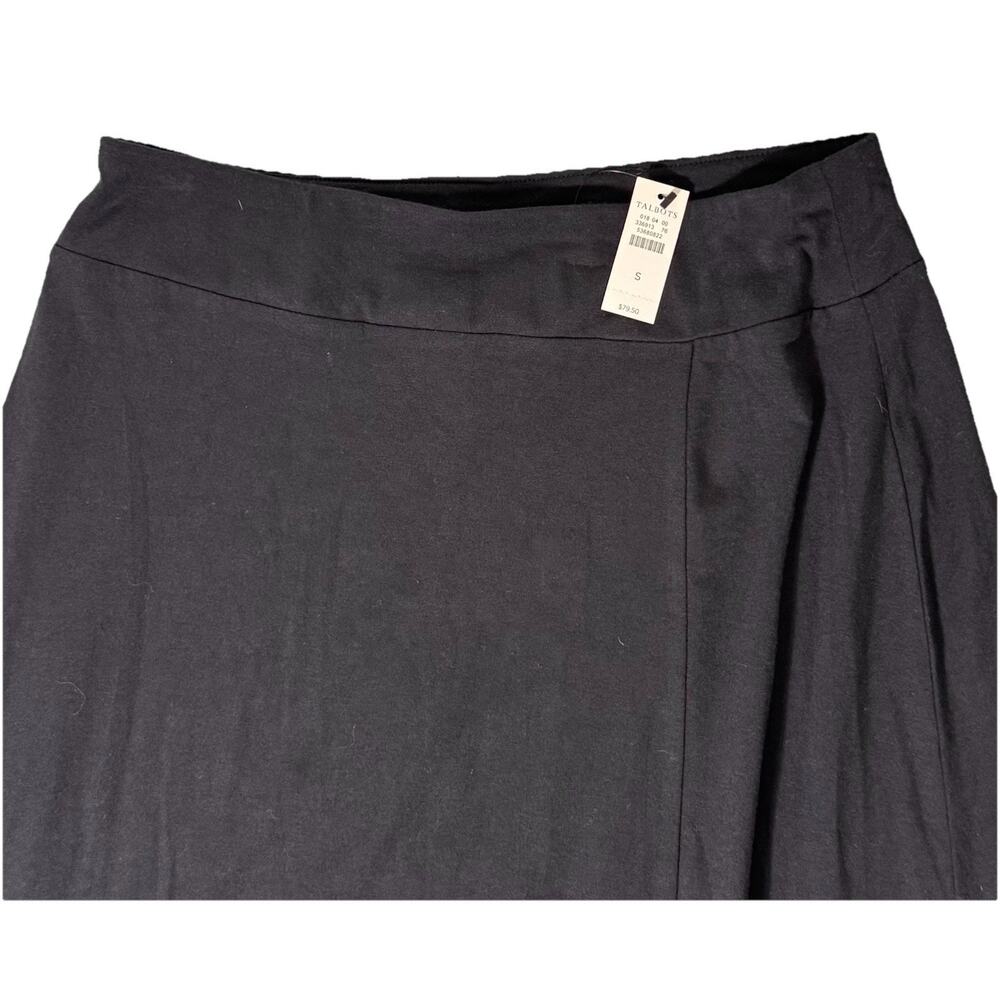 NEW Talbots Cotton Modal Black Knit Womens Skirt Front Slit S $79 Waist 30 NWT - Picture 2 of 5